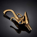 Brass mixer tap bathroom deck mount, single lever basin tap in gold for modern washroom basin