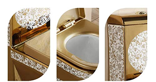 S-trap outlet detail on glossy white ceramic one-piece western toilet, floor mounted European commode for washroom