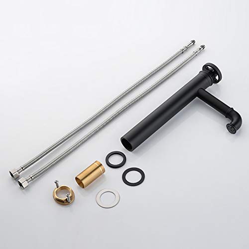 Close-up of InArt brass basin tap in matte black finish, smooth single lever control for washroom