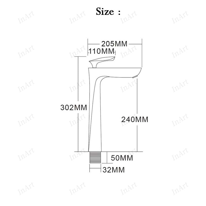 InArt long tap for wash basin with smooth lever handle, rose gold tapware for modern bathroom