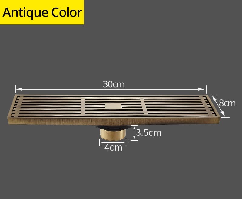 InArt designer bathroom floor drain jali in brass, side angle with 4 inch pipe fit and easy-clean grill