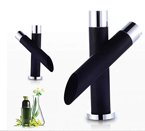 Premium sanitaryware style black wash basin tap with single lever control, bamboo spout for bathroom