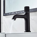 InArt brass single lever basin mixer tap in matte black finish for wash basin, main front view