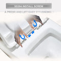 Rimless syphonic washdown flush one piece western commode, close-up of bowl rim and water outlet