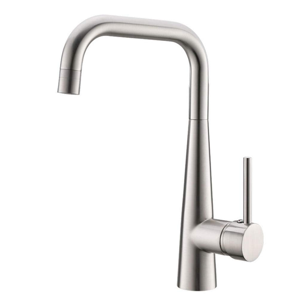 Brushed nickel single lever sink tap for kitchen wash area, durable 304 stainless steel, lifestyle setup