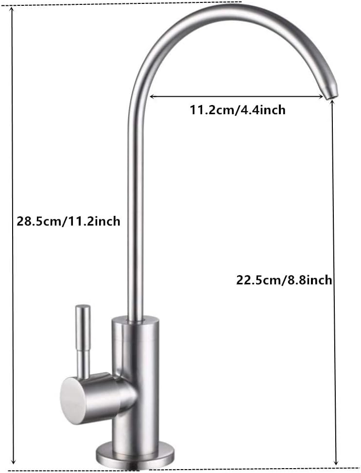 Inart RO Tap Water purifiers Tap/Faucet 304 Stainless Steel Kitchen Sink Faucet Tap 360° Rotatable RO Drinking Water Filter Tap Brushed Gold - InArt-Studio