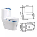 Premium sanitaryware InArt single piece closet in blue white, top view of elongated seat area