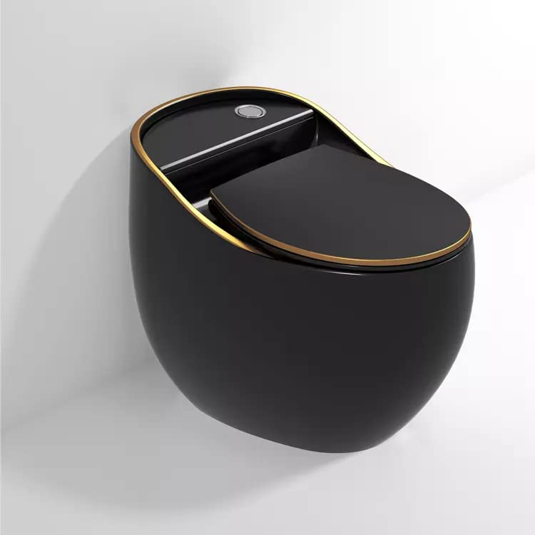 InArt cera single piece commode in glossy white ceramic, elongated one-piece western toilet front view