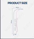 InArt bathroom shower panel set with tub spout and handheld shower, stainless steel rectangular panel close-up