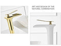 InArt single lever basin mixer tap for wash basin, brass white gold, hot and cold handle view