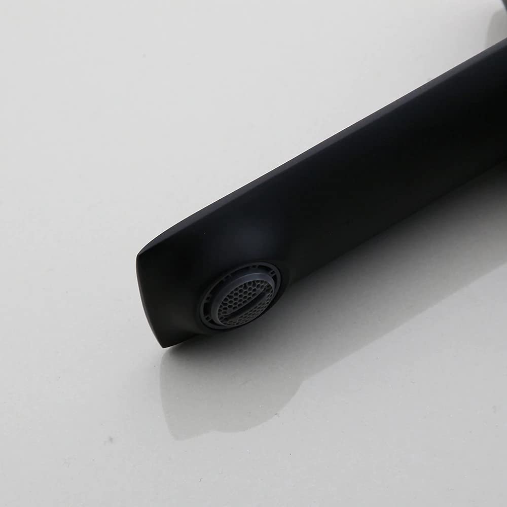 InArt black tap for wash basin, single lever wash basin mixer side angle showing spout and handle