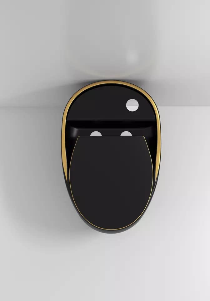InArt syphonic one-piece water closet with soft close seat, S-trap floor mounted commode detail
