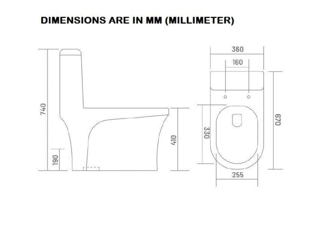 InArt wall mounted western toilet in glossy white ceramic, oval one piece water closet front view