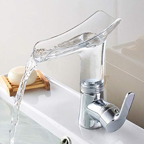 InArt Single Lever Basin Mixer Taps for Bathroom Brass Chrome Transparent Waterfall BF058 - InArt-Studio