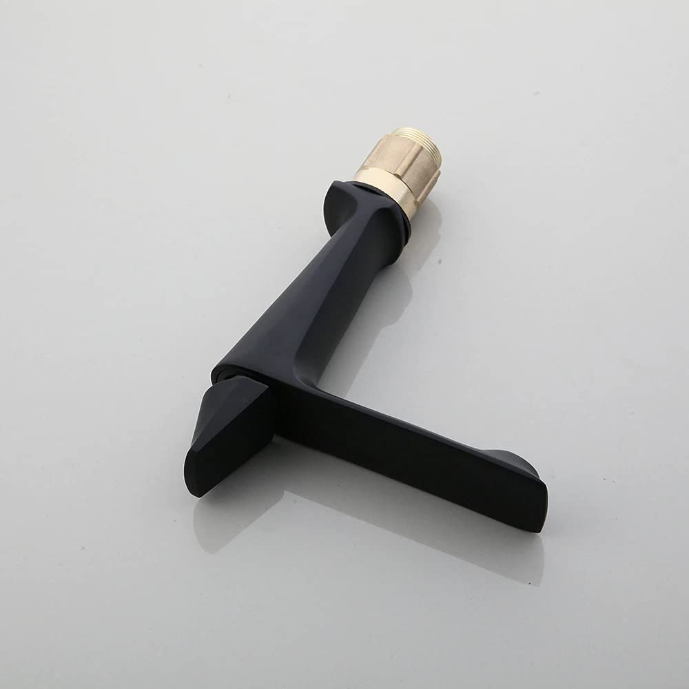 Close-up of InArt brass basin tap black with smooth matte finish and single lever control detail
