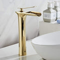 InArt mixer wash basin tap in premium golden brass, close-up of spout outlet for smooth water flow