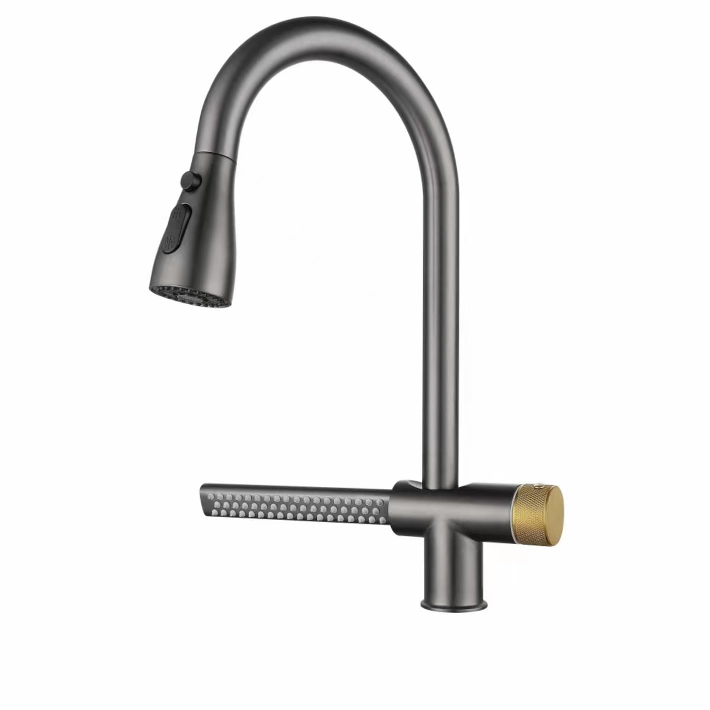 InArt 360° Rotatable Brass Kitchen Faucet, Pull Out Sprayer, Waterfall & Swivel - Hot & Cold Water Single Hole Mixer Tap - InArt-Studio