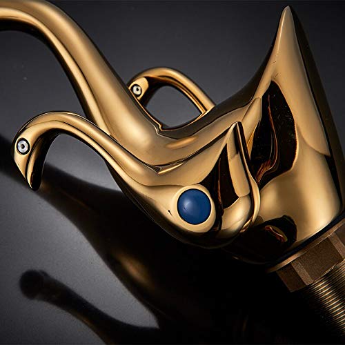 InArt hot and cold water mixer for wash basin, single lever handle detail in premium gold finish