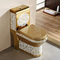 InArt ceramic one piece western toilet in glossy white, oval floor mounted commode with soft close seat