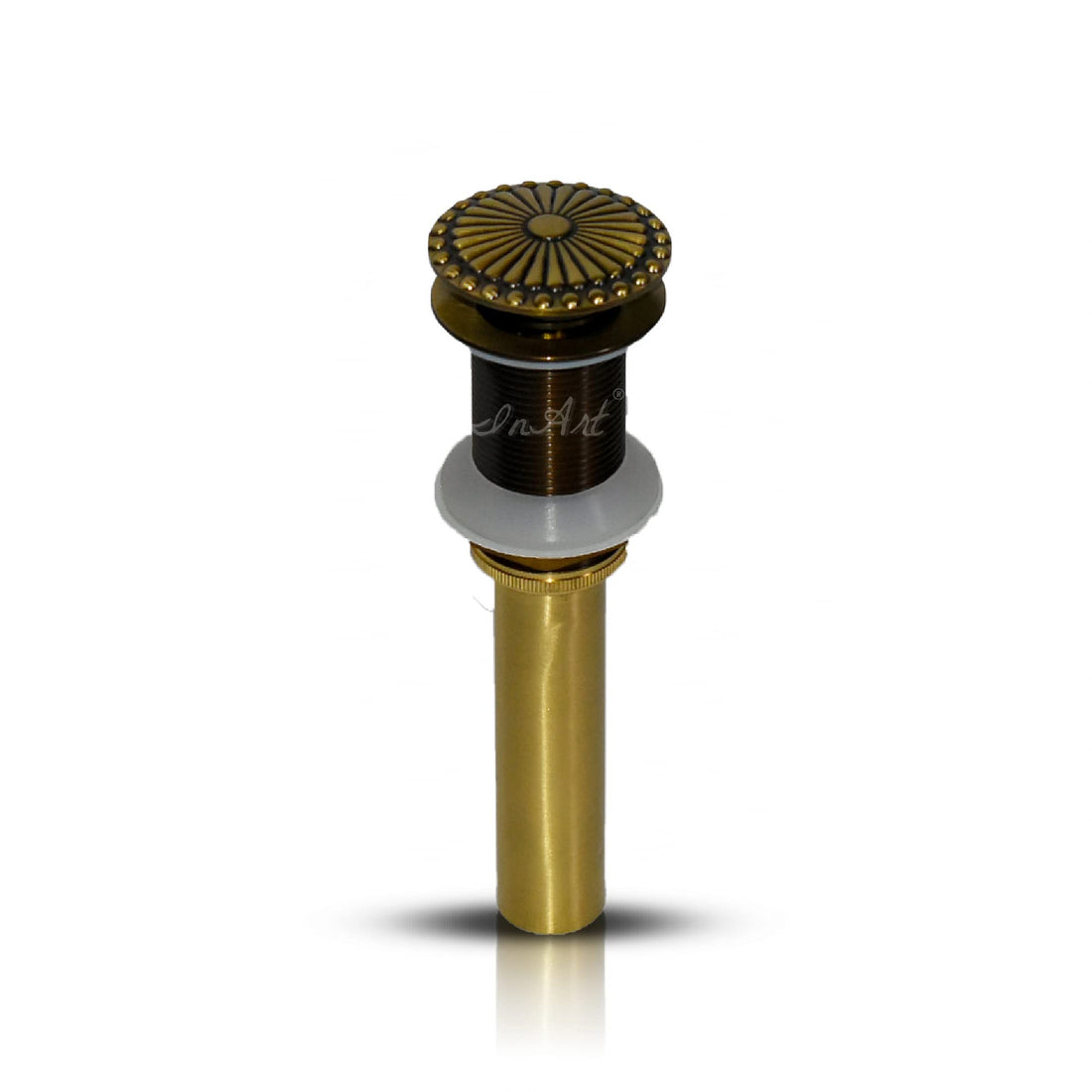 InArt brass pop up waste coupling for wash basin, round antique gold finish 32mm bathroom drain kit