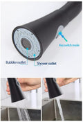 Sprayer for sink faucet with pull-down hose, matte black brass kitchen tap installed on sink lifestyle shot