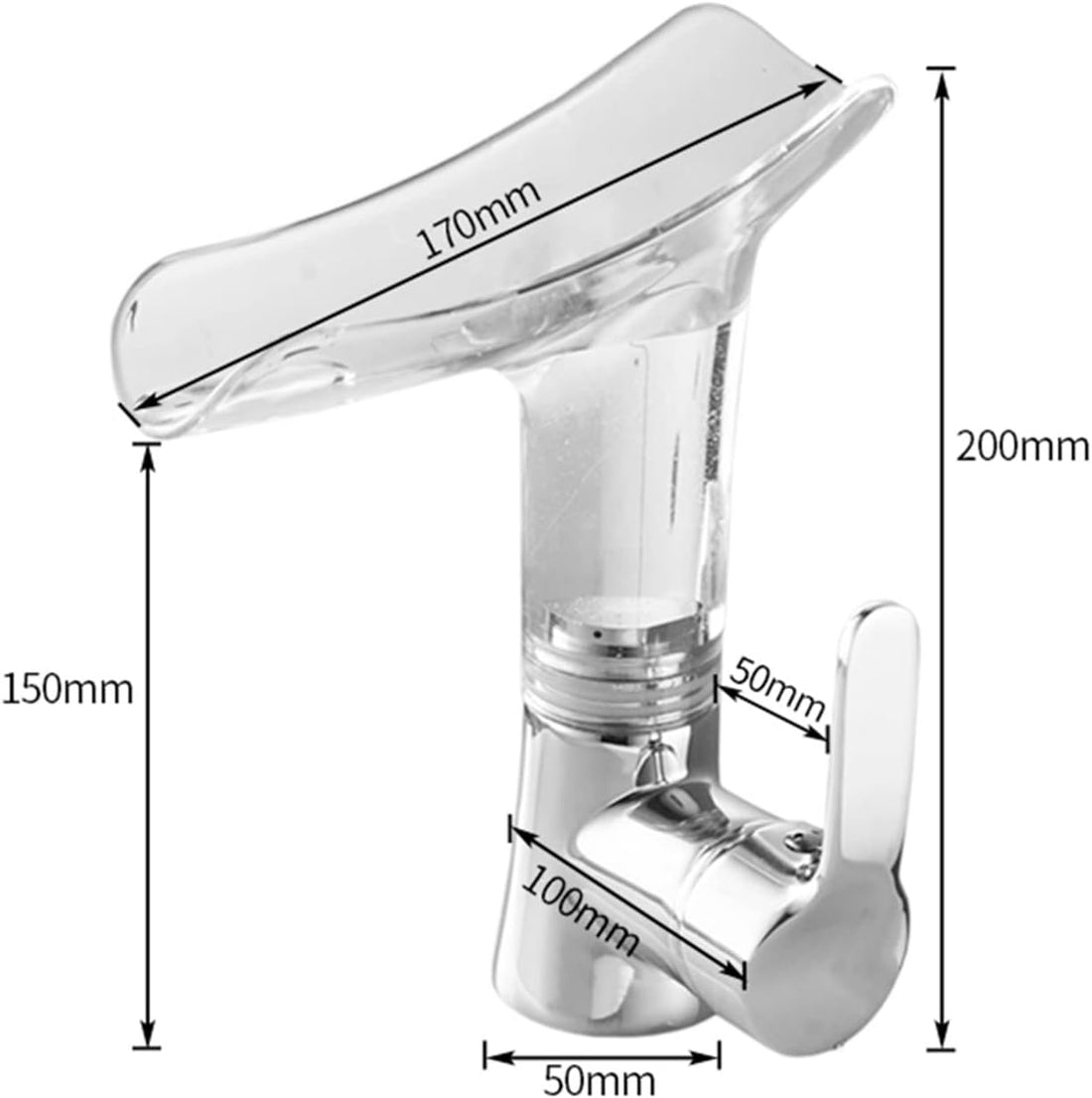 InArt Single Lever Basin Mixer Taps for Bathroom Brass Chrome Transparent Waterfall BF058 - InArt-Studio
