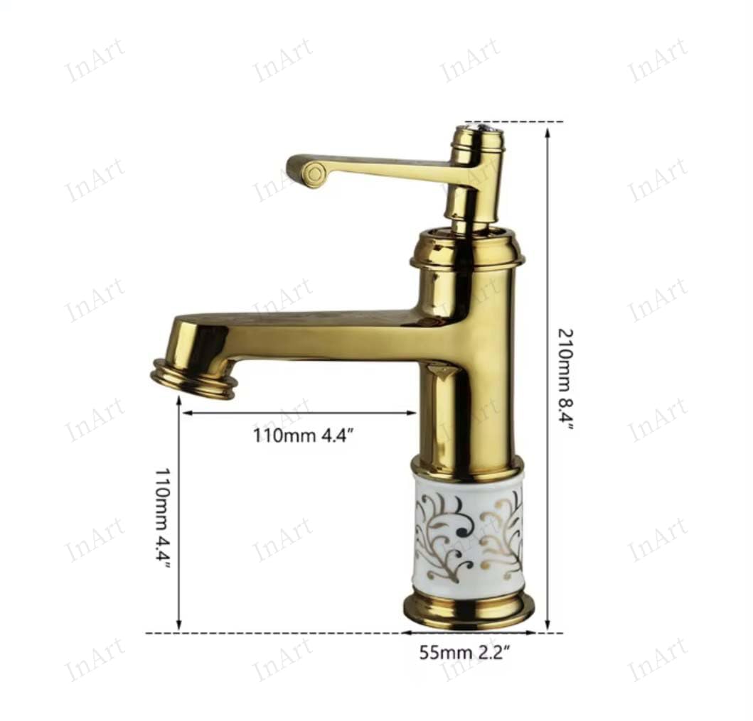 Gold taps bathroom upgrade with waterfall wash basin mixer single lever, premium metal pillar tap for basin