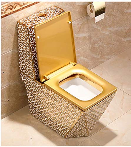 Modern bathroom upgrade with golden square one piece western toilet, ceramic floor mounted commode look