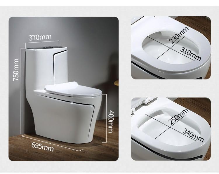 InArt one piece water closet price option in glossy ceramic, oval rimless floor mounted western toilet