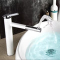 Modern bathroom basin mixer tap with hot and cold water mixer for wash basin, antique gold white, 3/4 view