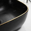 InArt wash basin design table top in matte black, smooth rim and deep bowl close-up detail