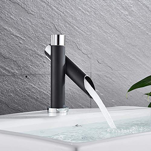Detail of bamboo shape spout on InArt single lever basin tap, matt black brass mixer for wash basin