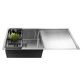 InArt satin finish SS kitchen sink, SS 304 rectangular single bowl with drain board, matt satin diamond cut