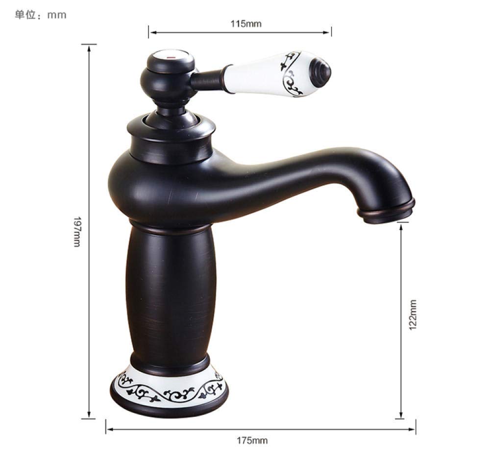 InArt wash basin mixer taps in matte black brass, single lever basin mixer tap for bathroom