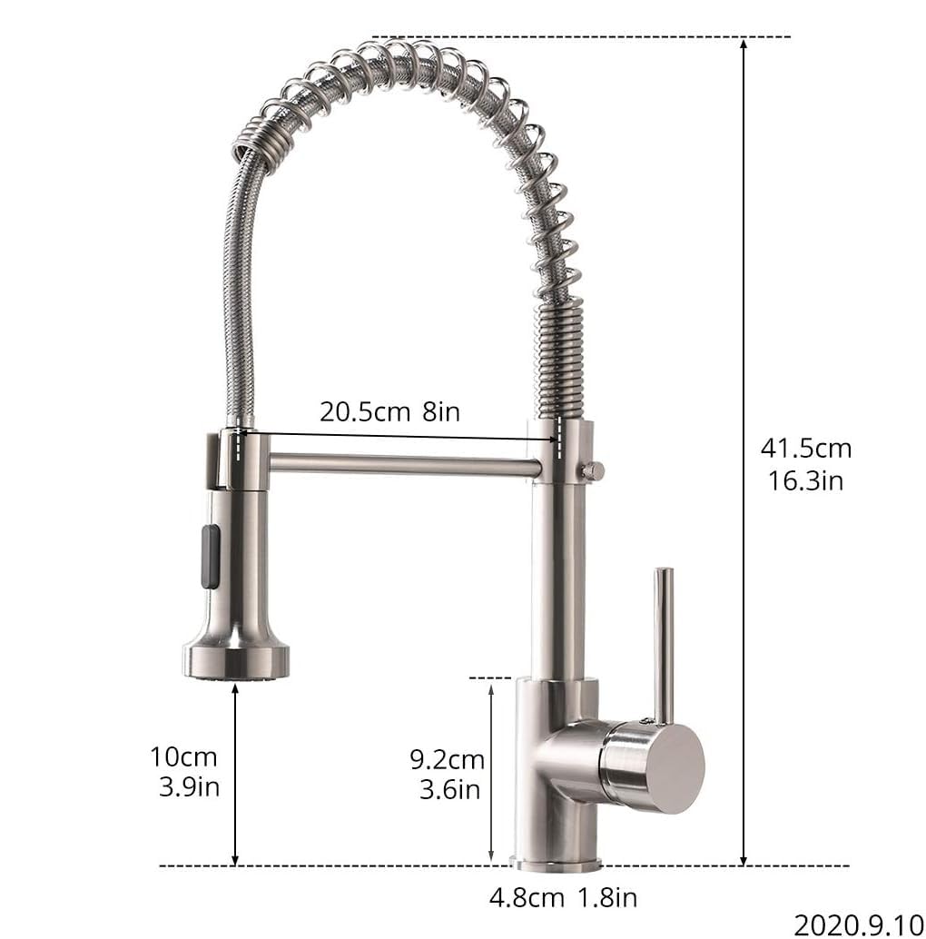 InArt pull out kitchen spray tap in chrome metal gooseneck, single lever sink mixer with pull-down sprayer
