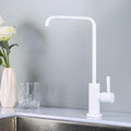 InArt tap water filter for sink RO tap, SS304 square drinking water tap in glossy white, 360 swivel