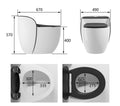 Single piece western commode side angle showing floor-mounted ceramic one-piece toilet with S-trap outlet