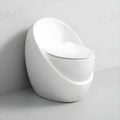 InArt cera single piece commode in glossy white ceramic, egg shape one-piece toilet front view
