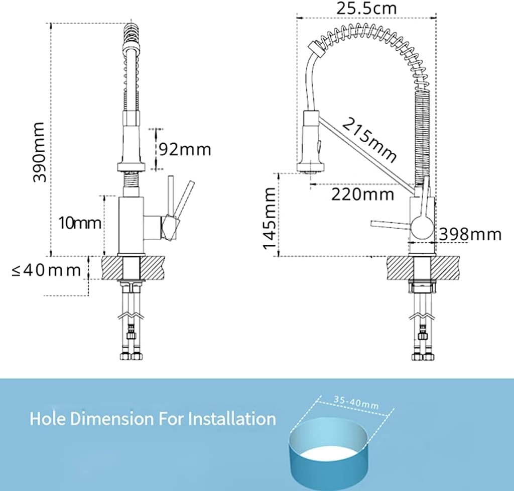 InArt kitchen faucet with sprayer, brushed chrome gooseneck sink mixer tap with 360° pull-down spray head