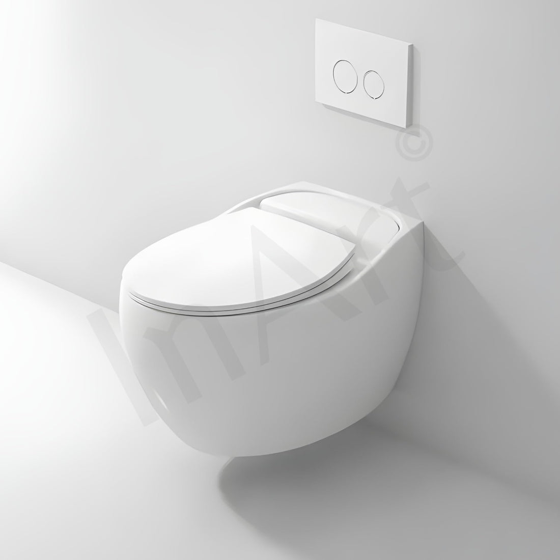 Hindware wall mounted commode style InArt ceramic rectangular wall hung WC in glossy white, front view