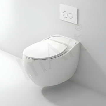 Hindware wall mounted commode style InArt ceramic rectangular wall hung WC in glossy white, front view