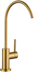 Close-up of InArt reverse osmosis water tap spout in gold stainless steel for clean drinking water