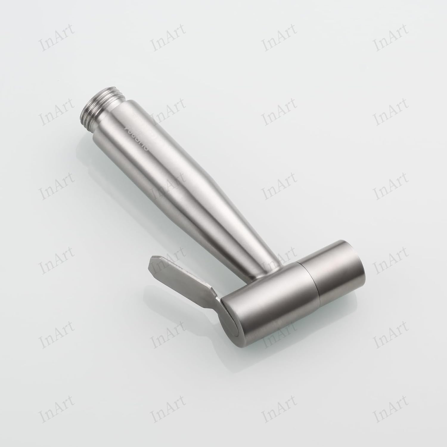 Brushed finish health faucet gun only showing nozzle head detail, stainless steel handheld spray gun for washroom