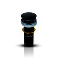 InArt black pop up basin waste coupling, glossy brass 32 mm full threaded, angled view for modern wash basin