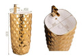 InArt luxury wash basin in gold finish ceramic square pedestal, 3/4 angle bathroom view