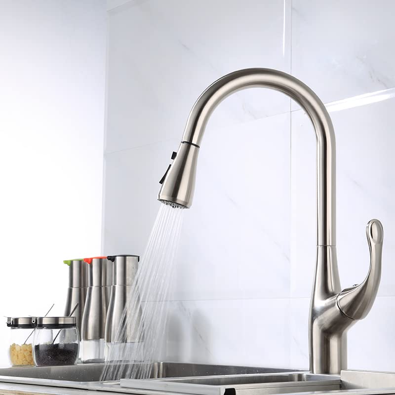 Kitchen sink pull out tap base and deck plate detail, stainless steel brushed chrome finish