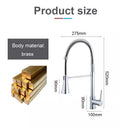 Chrome kitchen sink mixer tap with pull-down sprayer, side angle view of high-arc gooseneck tap mixer