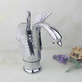 Table mounted mixer for wash basin with hot and cold water, silver finish brass tap for Indian bathroom washroom