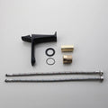 Top view of black basin tap with single lever basin tap handle, premium brass tapware for washroom