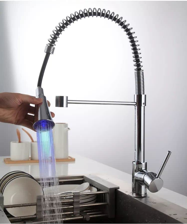 InArt kitchen sink and tapware brass high-arc chrome pull-down sink mixer tap with 360° swivel spout